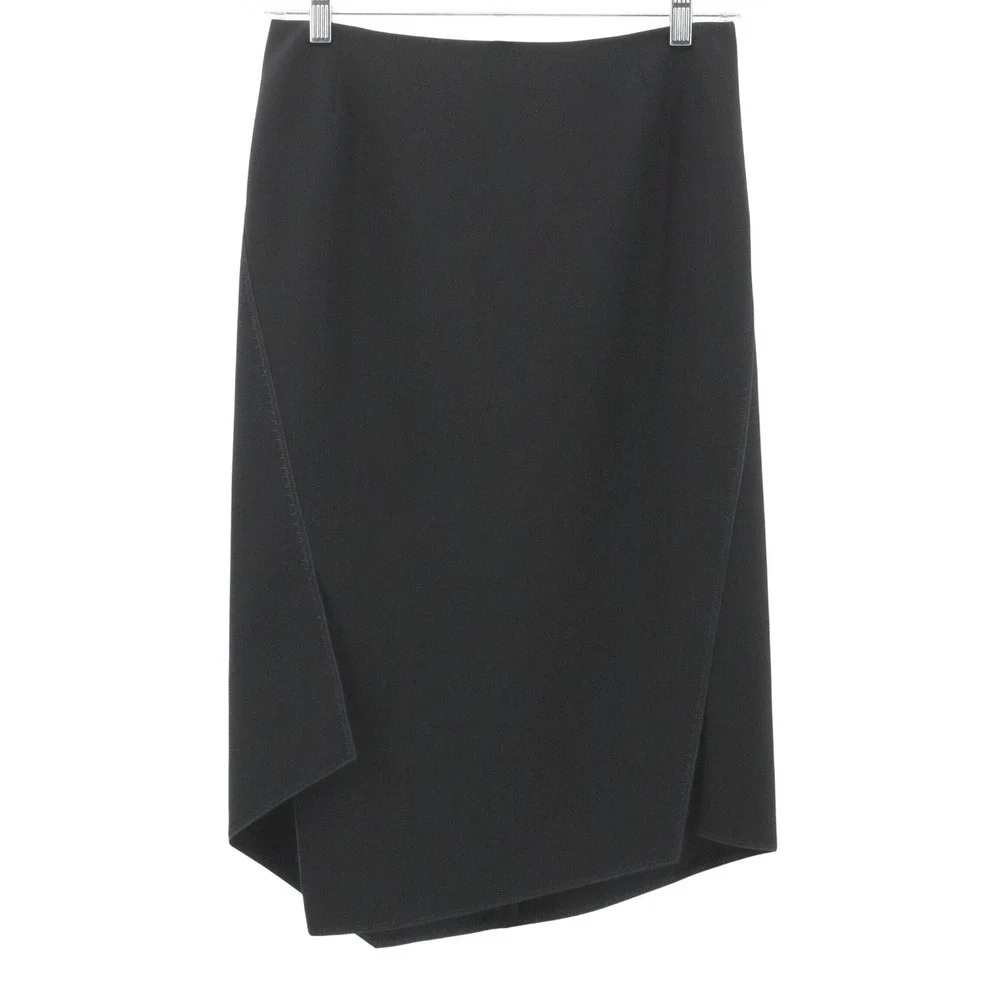 Lafayette 148 New York Black Asymmetrical Hem‎ Skirt Career Minimalist 4